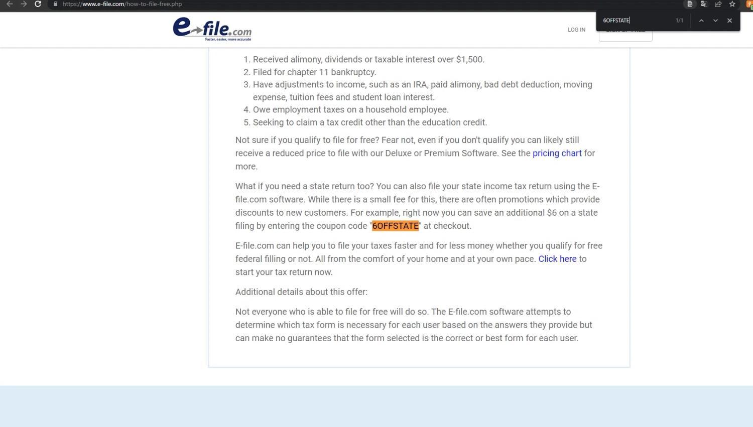 How to apply E File coupon code